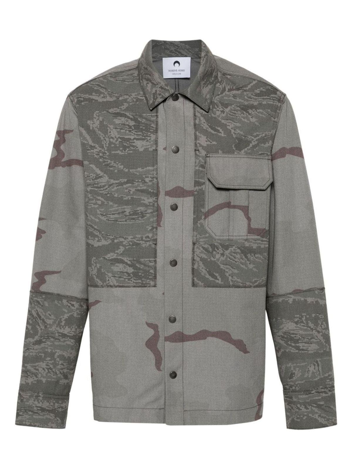 Marine Serre Men's Camouflage Print Overshirt in Grey