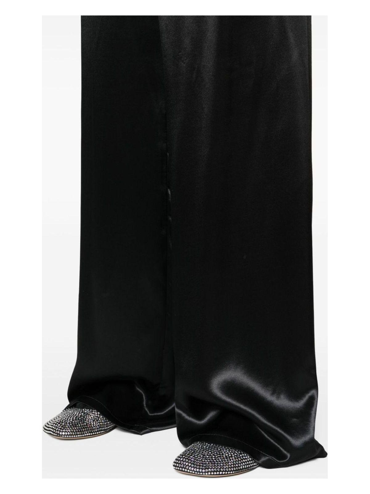 Ferragamo Women's Satin Wide Leg Trousers in Black
