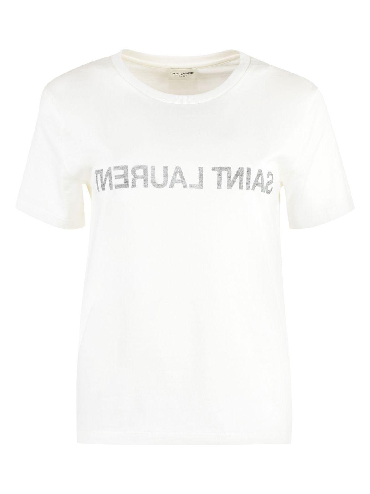 Saint Laurent Women's Cotton T-Shirt With Logo
