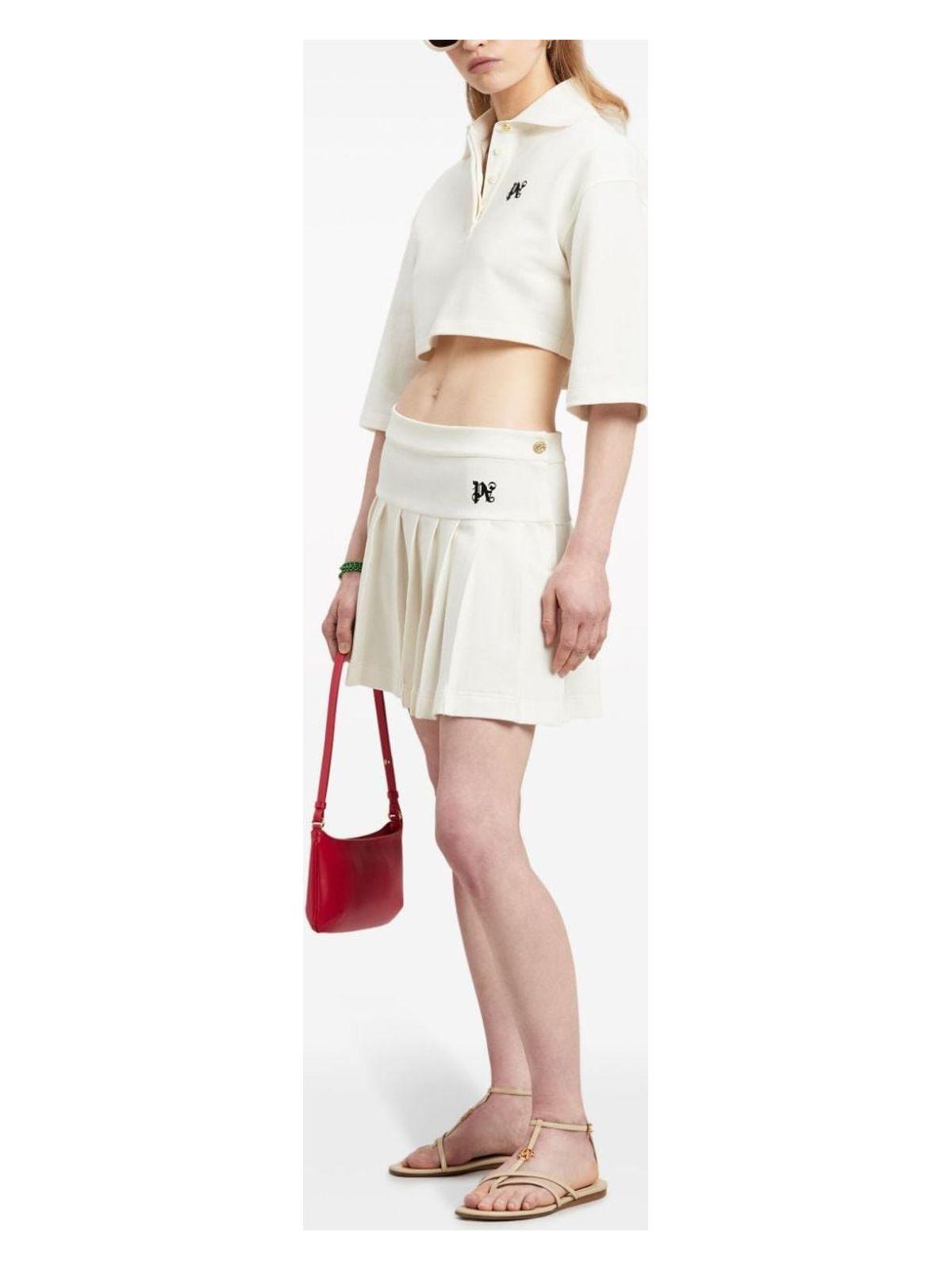 Palm Angels Women's Monogram Cropped Polo Shirt in White