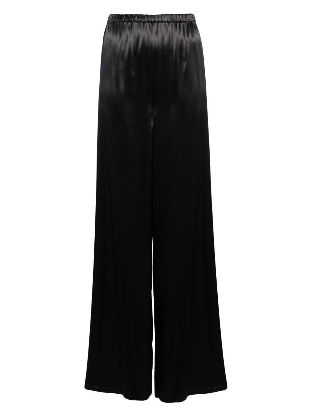 Ferragamo Women's Satin Wide Leg Trousers in Black