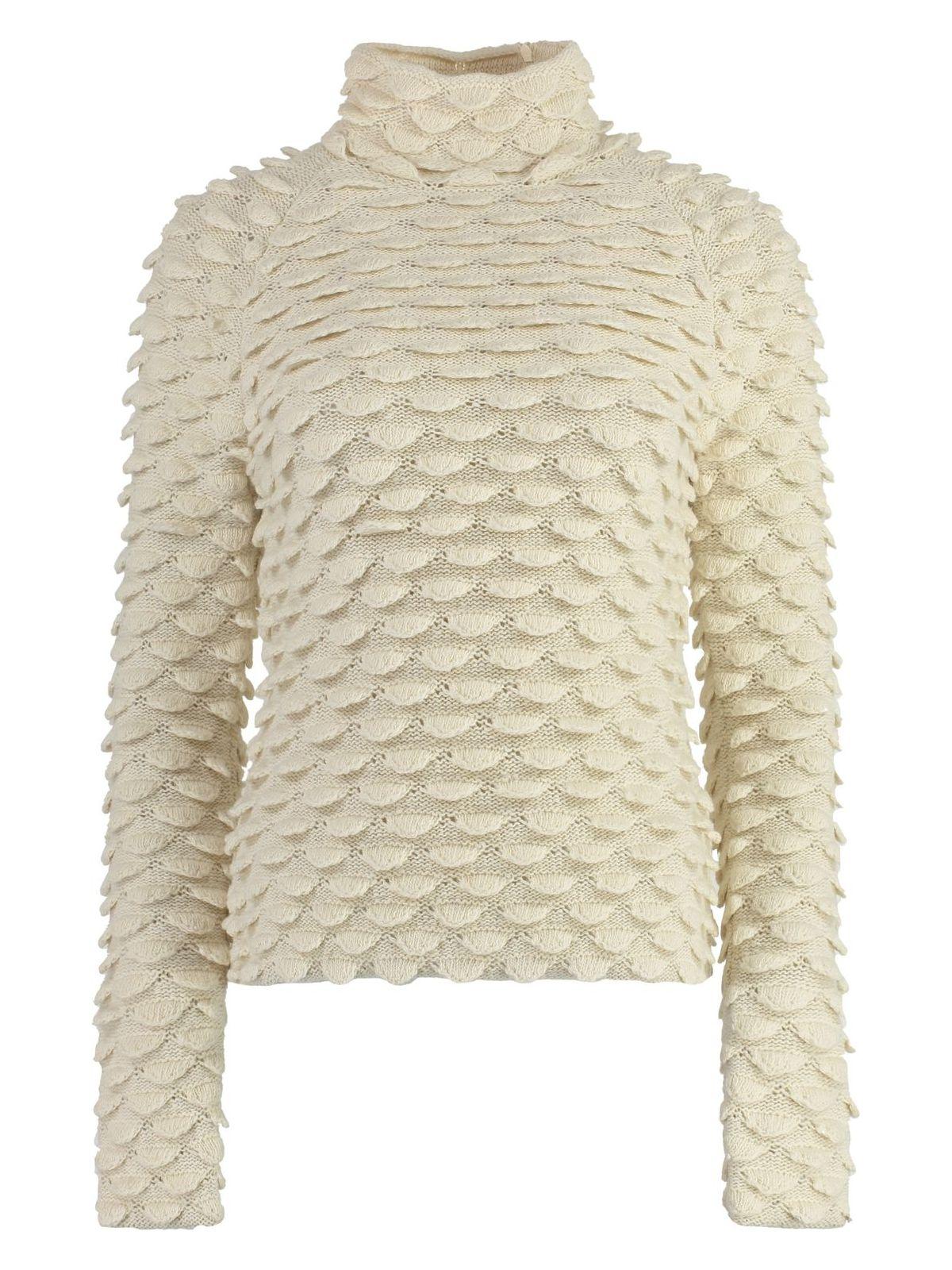 Bottega Veneta Women's Wool Turtleneck Sweater in Panna