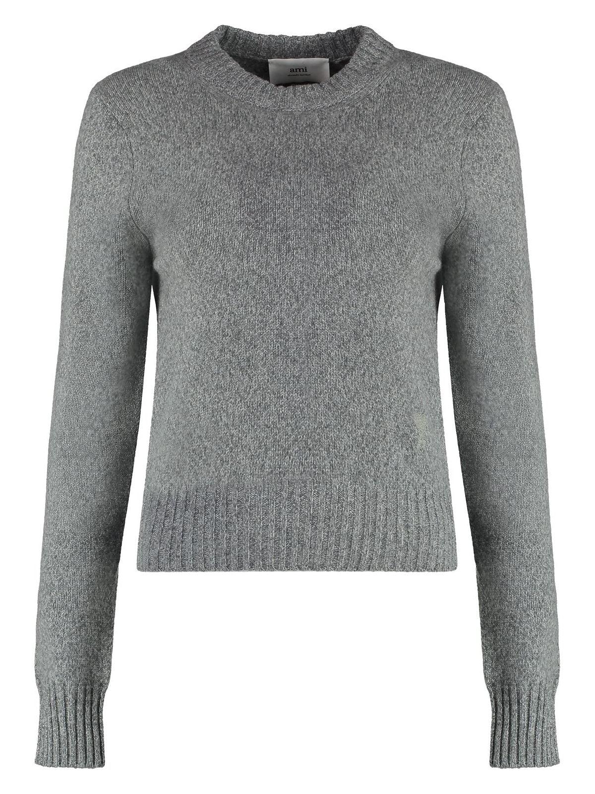 Ami Paris Women's Wool And Cashmere Sweater in Grey