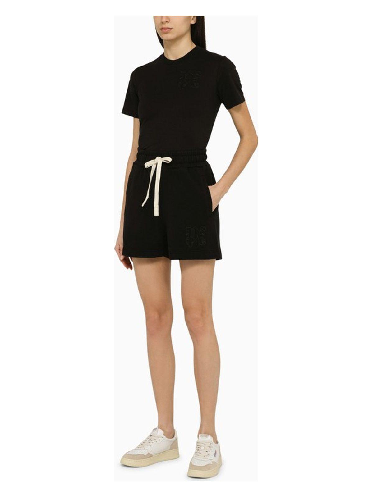 Palm Angels Logo Cotton Shorts in Black