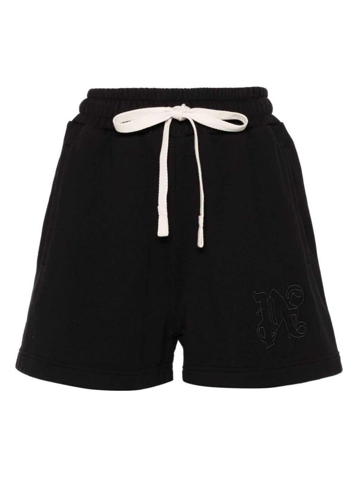 Palm Angels Logo Cotton Shorts in Black