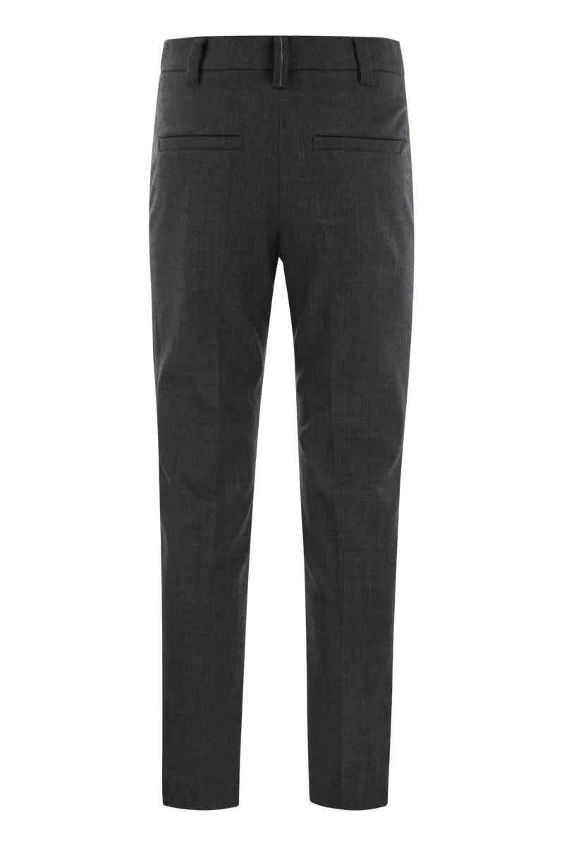 Brunello Cucinelli Women's Stretch Virgin Wool Cigarette Trousers With Jewellery in Anthracite