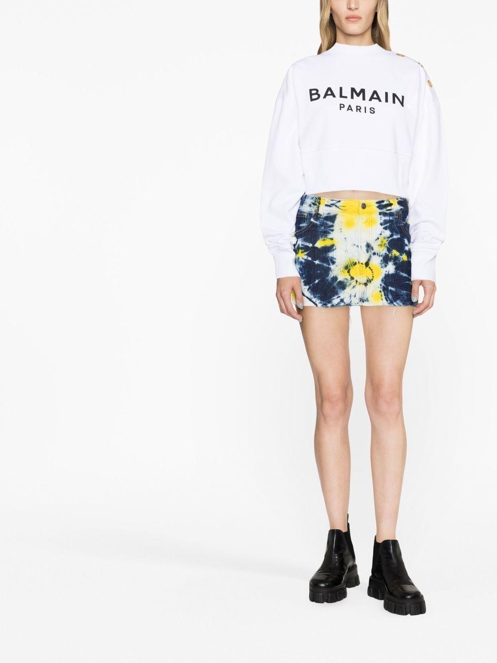 Balmain Women's Bold Logo-Print Sweatshirt in Gab Blanc/Noir