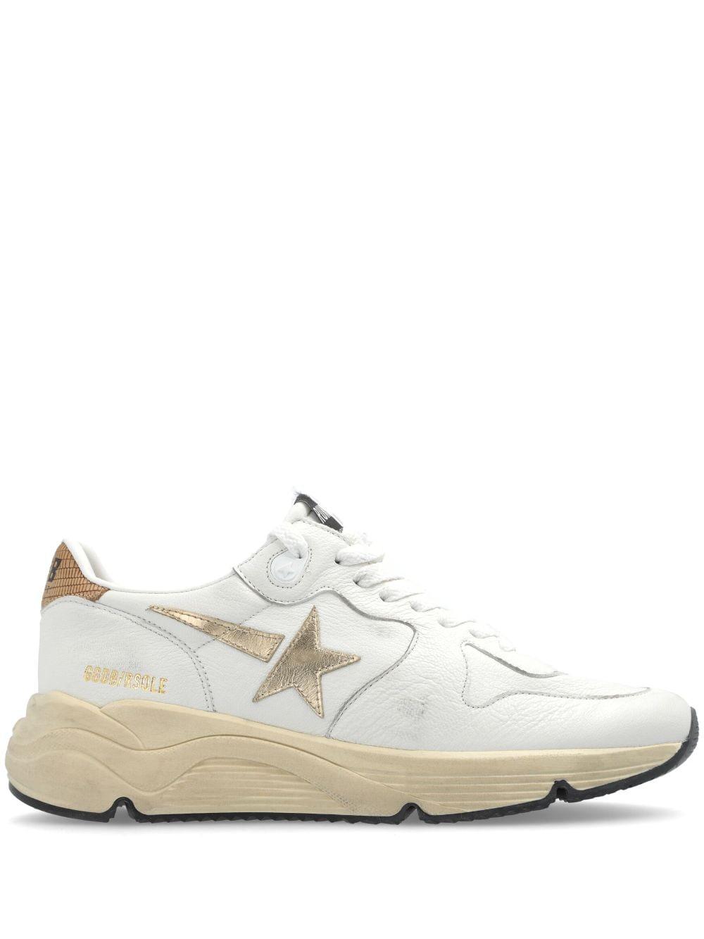 Golden Goose Running Sole Sneakers in White Gold