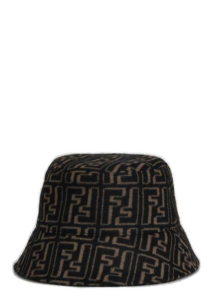 Fendi Men's Logo Printed Raffia Bucket Hat