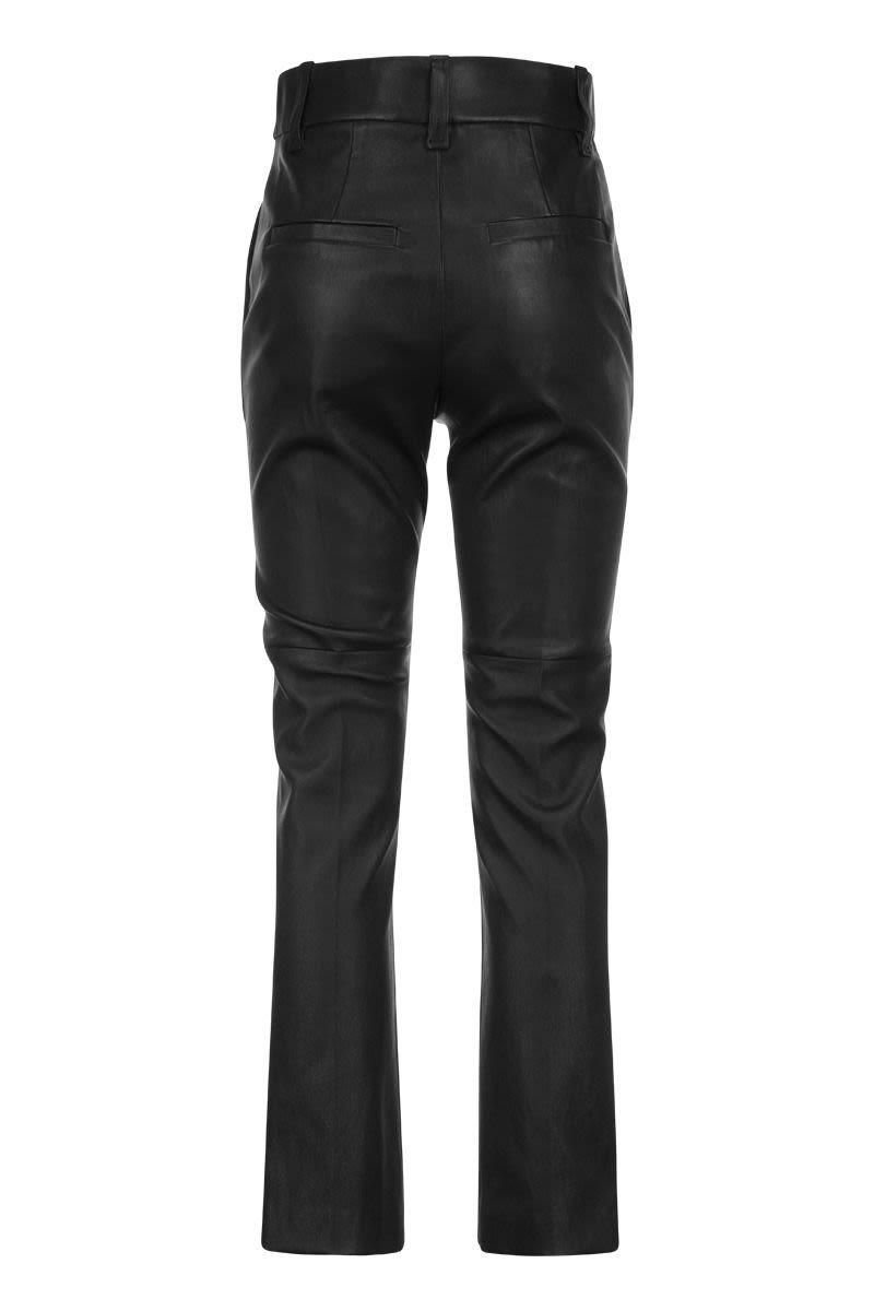 Brunello Cucinelli Women's Stretch Nappa Leather Cigarette Trousers in Black