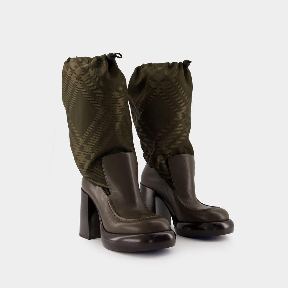 Burberry Women's Leather Nylon Wedge Boots