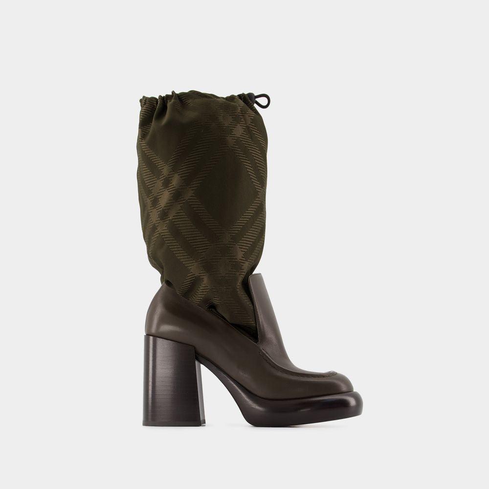 Burberry Women's Leather Nylon Wedge Boots