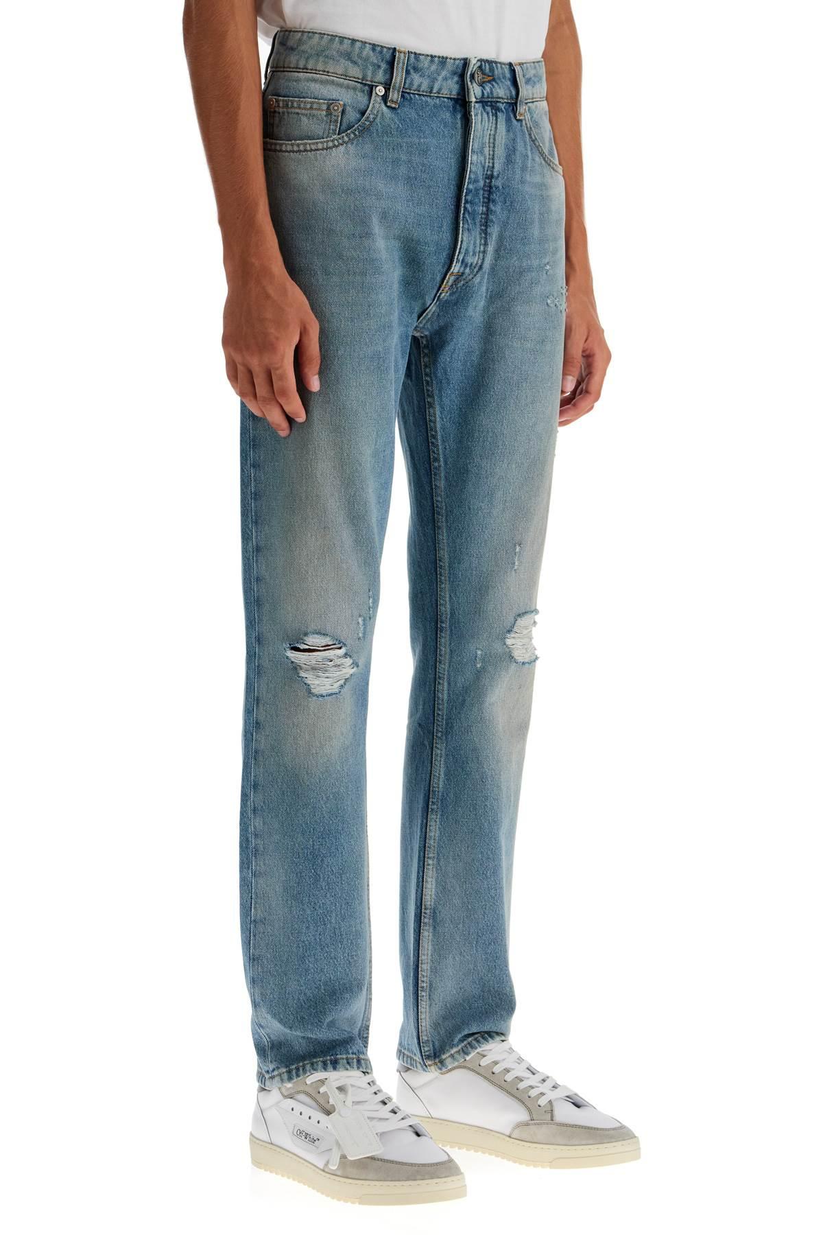 Palm Angels Straight Leg Monogram Print Jeans in Blue