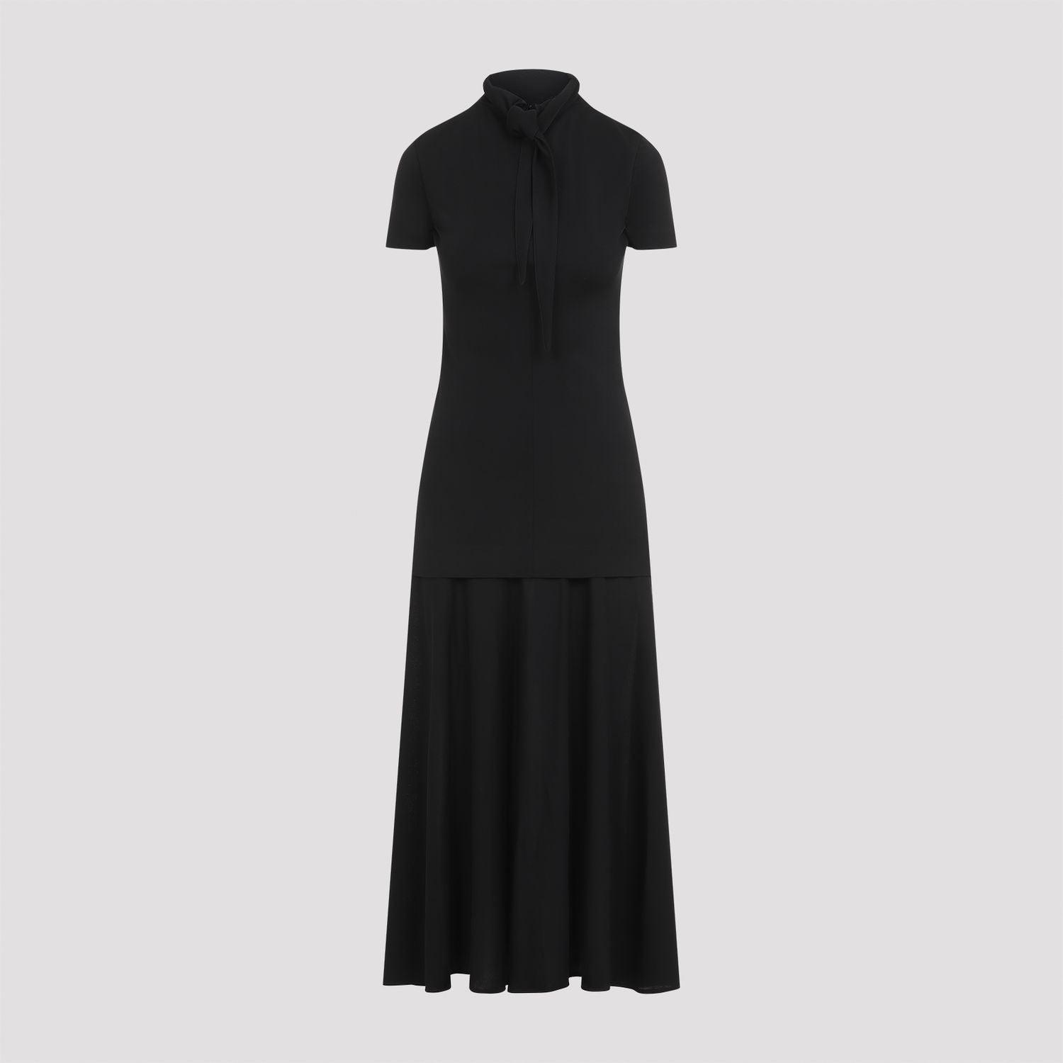 Jil Sander Women's Fluid Viscose High Neck Dress in Black