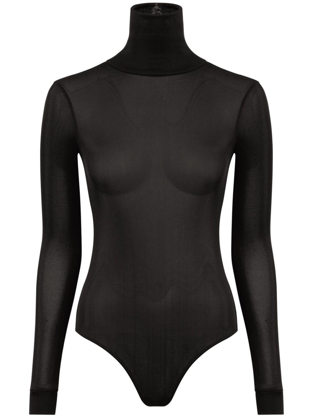 Maison Margiela Women's High Neck Bodysuit With Long Sleeves in Black