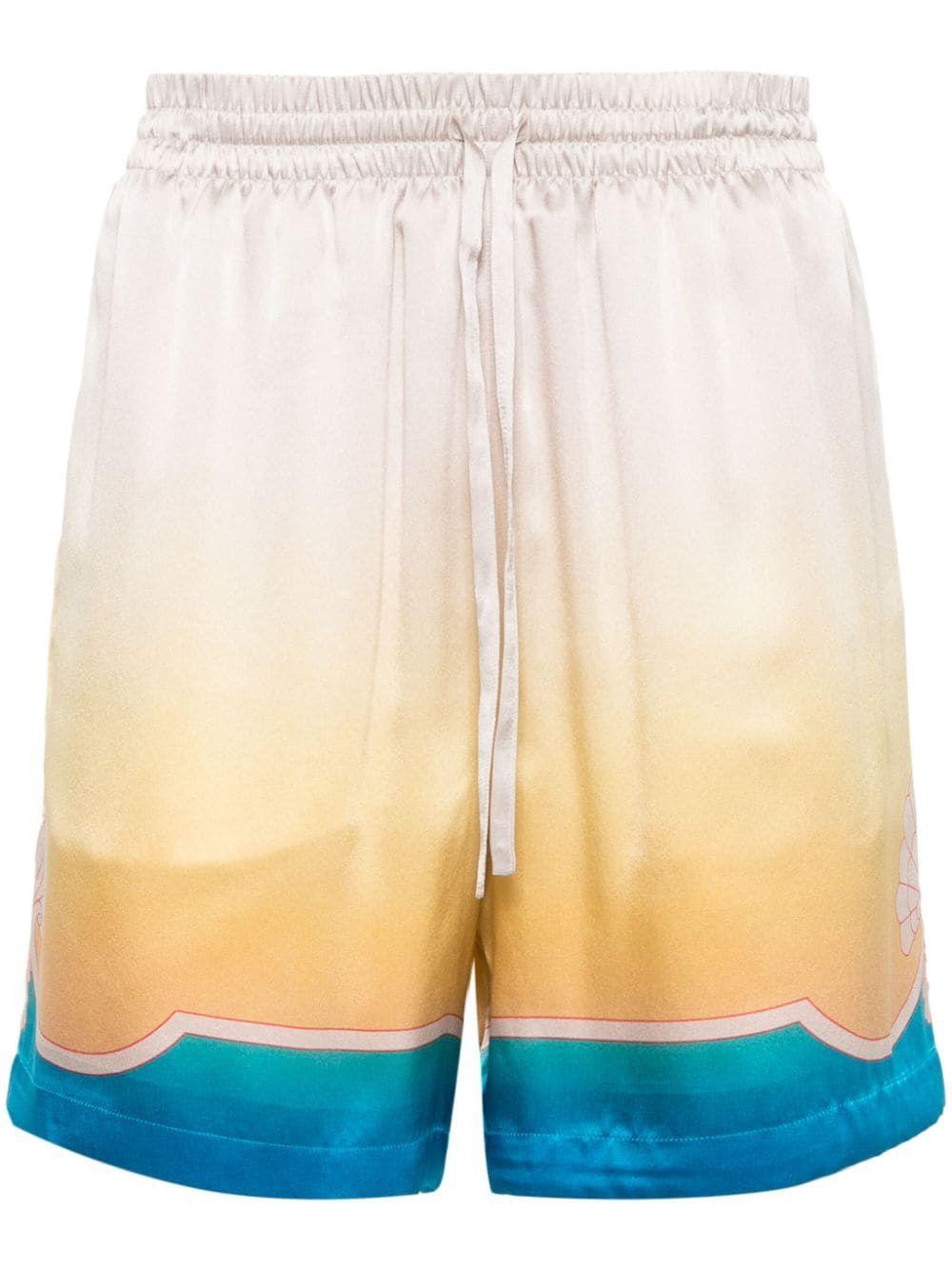 Casablanca Men's Silk Shorts With Drawstrings in Denim