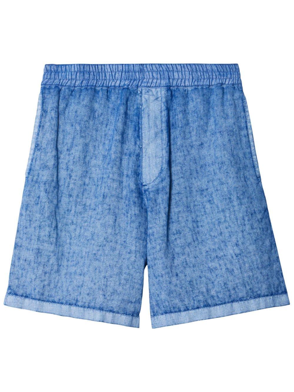 Burberry Men's Linen Shorts in Blue