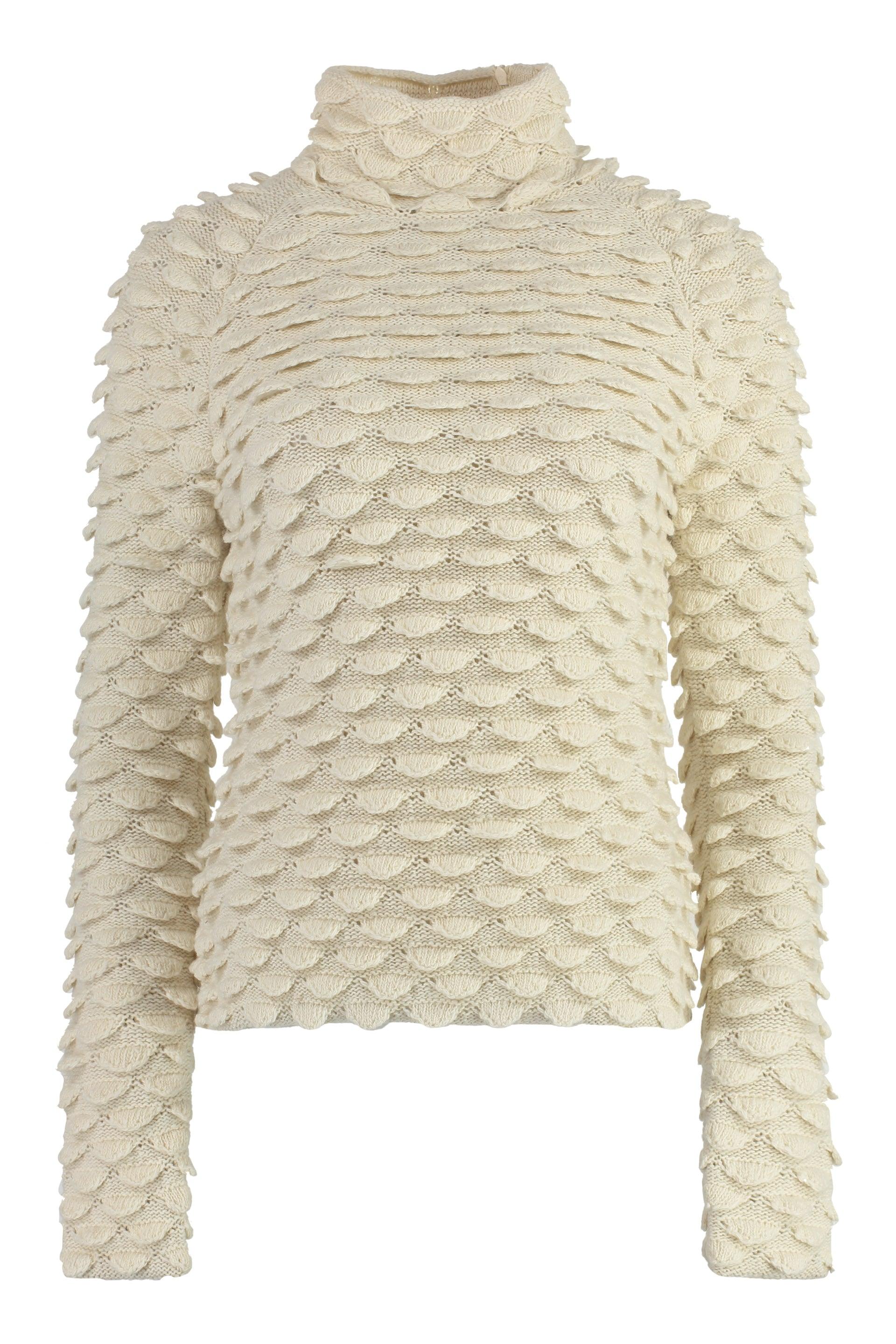 Bottega Veneta Women's Wool Turtleneck Sweater in Panna