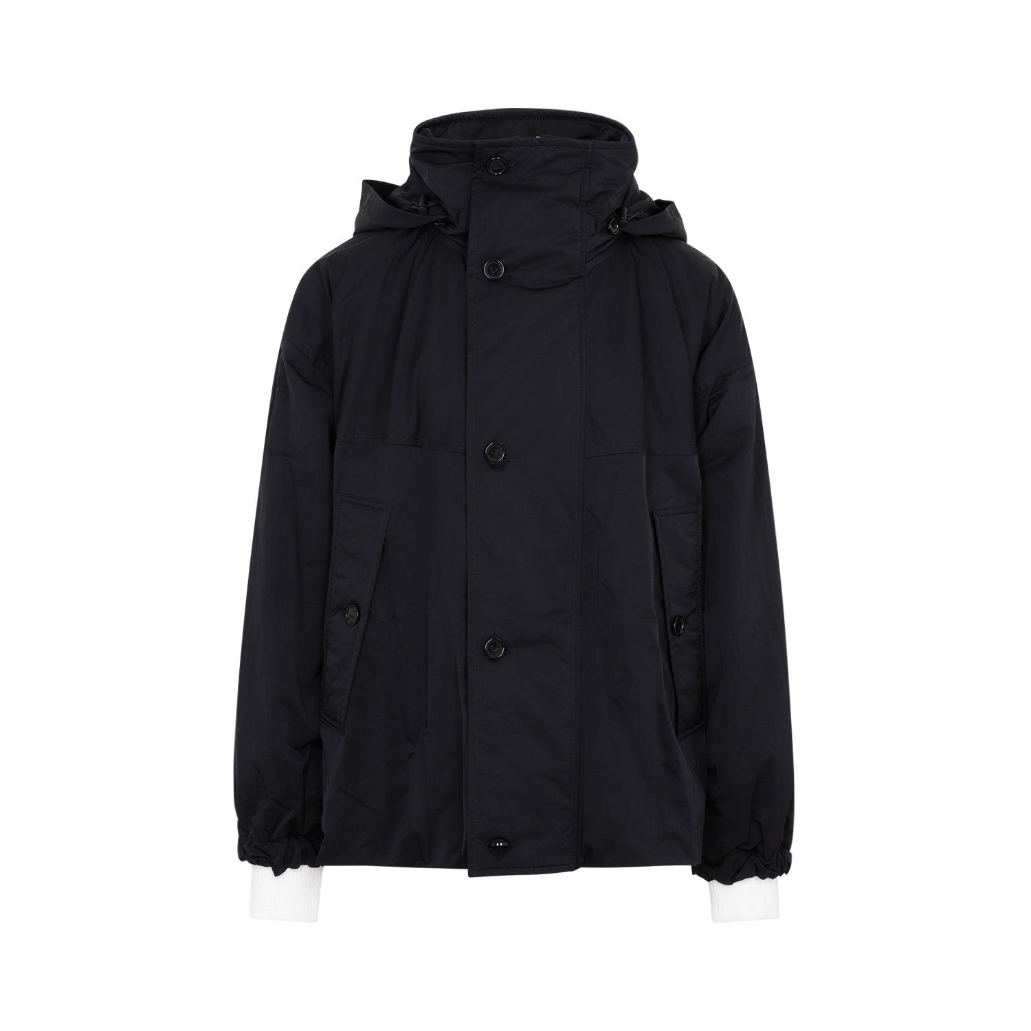 Bottega Veneta Men's Hooded Nylon Jacket in Black