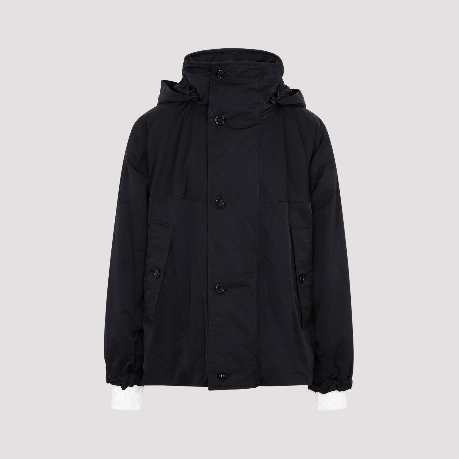 Bottega Veneta Men's Hooded Nylon Jacket in Black
