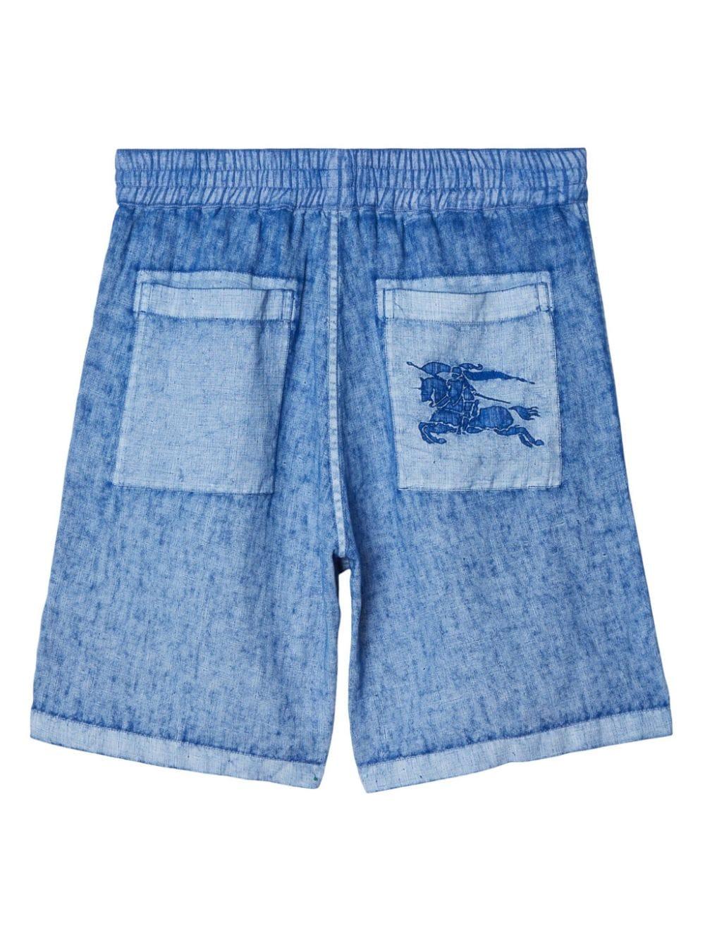 Burberry Men's Linen Shorts in Blue