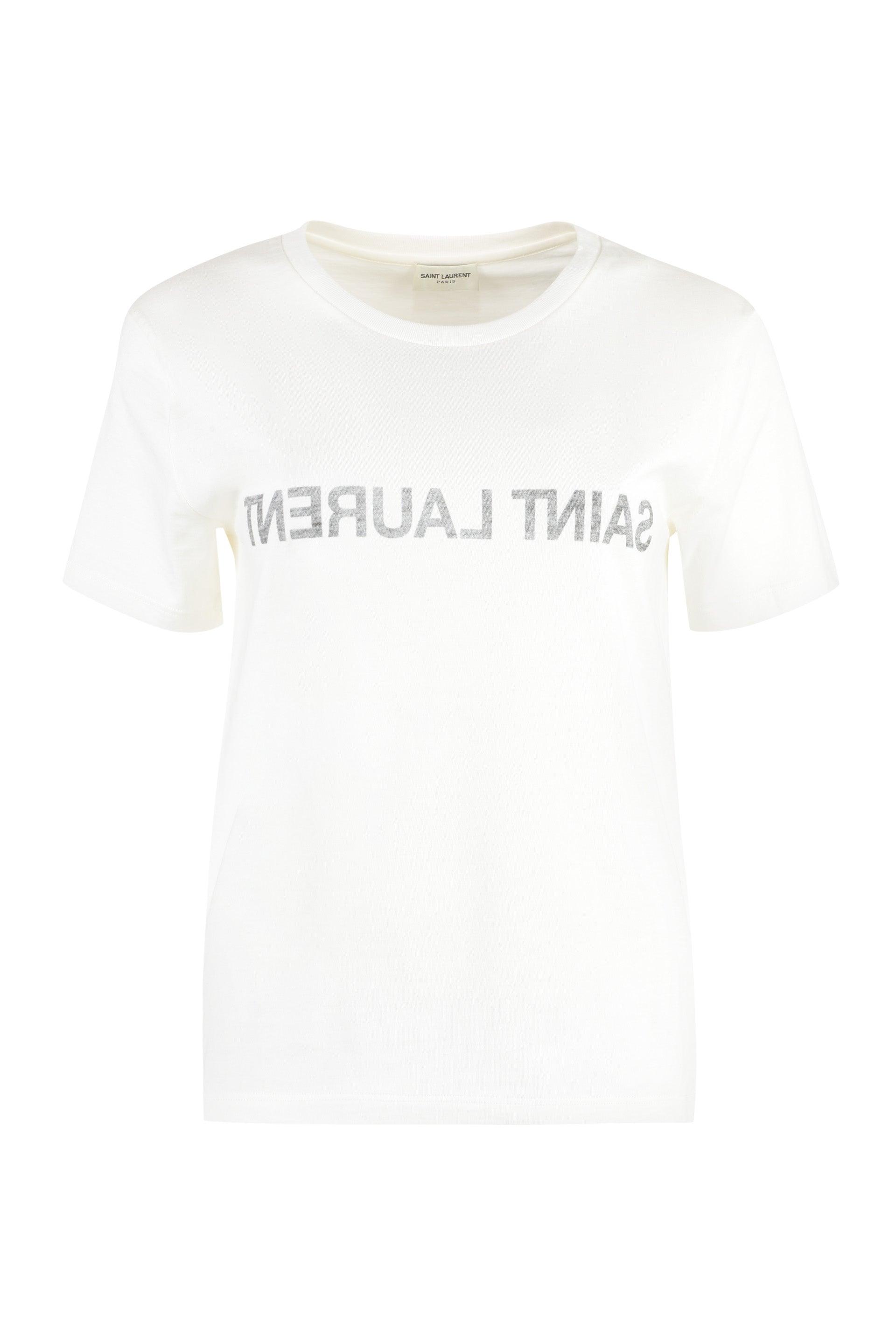Saint Laurent Women's Cotton T-Shirt With Logo