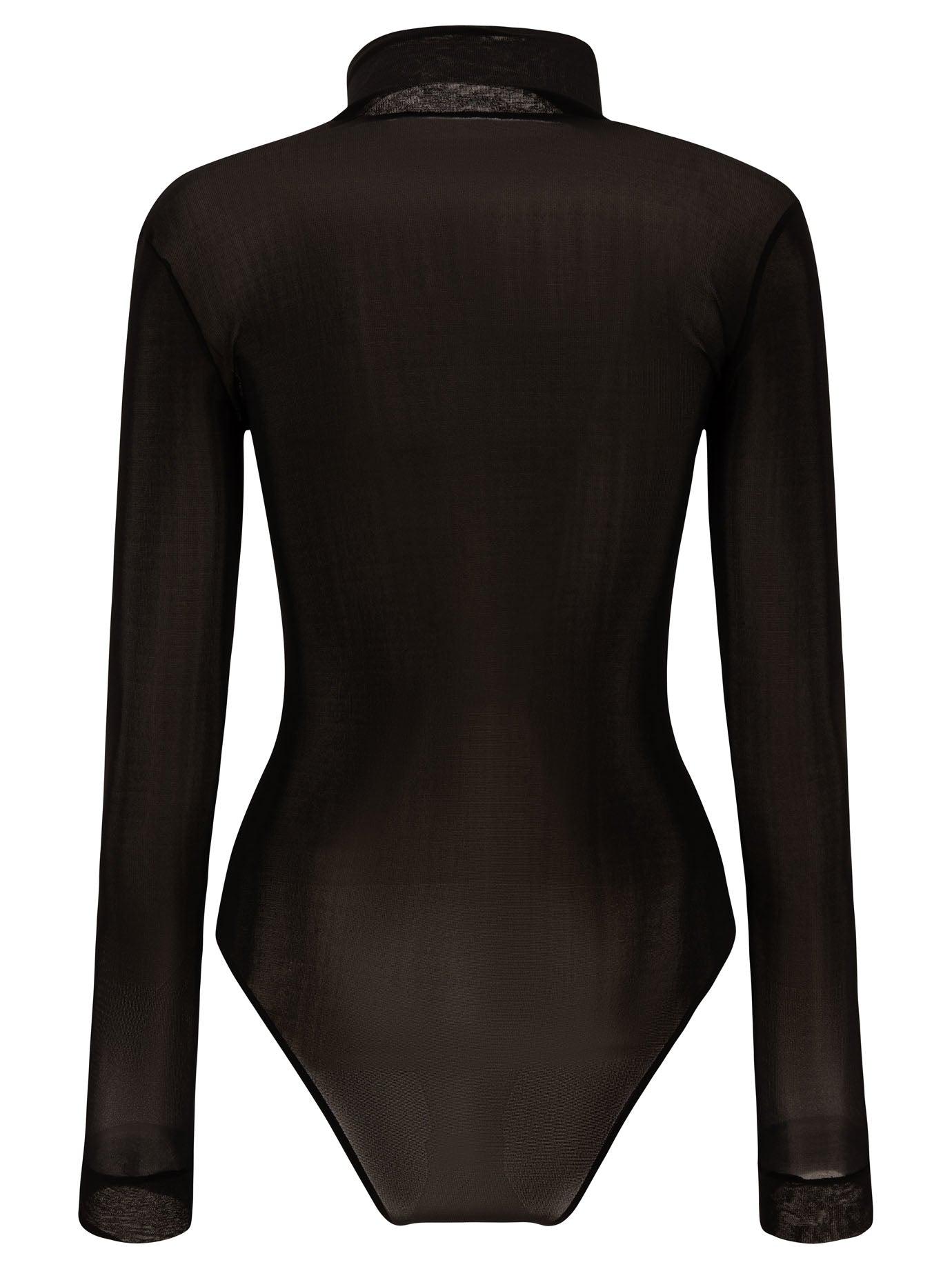 Maison Margiela Women's High Neck Bodysuit With Long Sleeves in Black