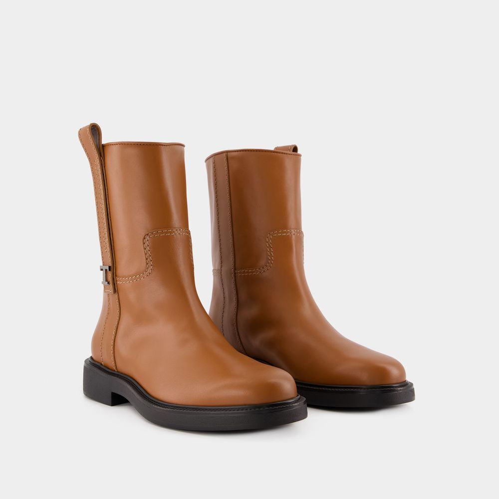 Tod's Women's Calf Leather and Gomma Boots