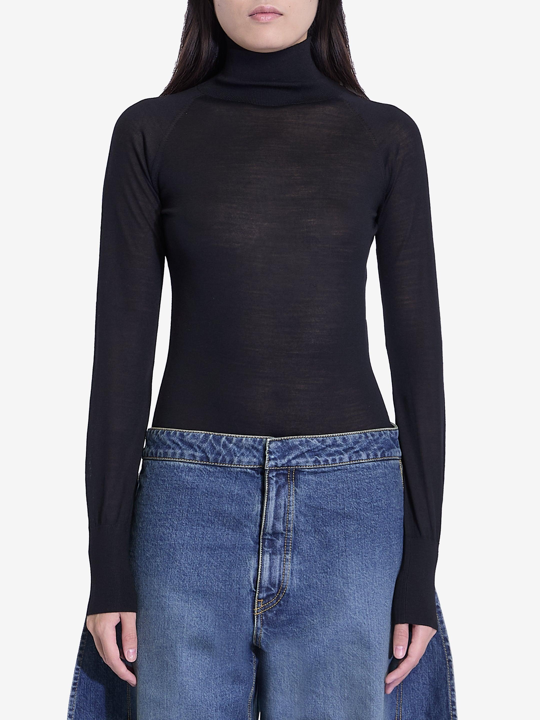 AlaÃ¯a Alaïa Women's Bodysuit in Sheer Knit Black