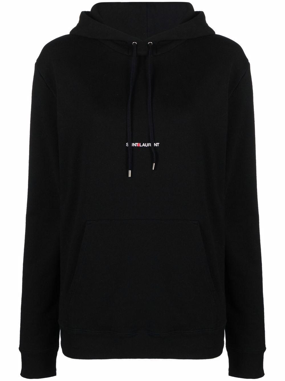 Saint Laurent Women's Cotton Hoodie and Sweatshirt in Black