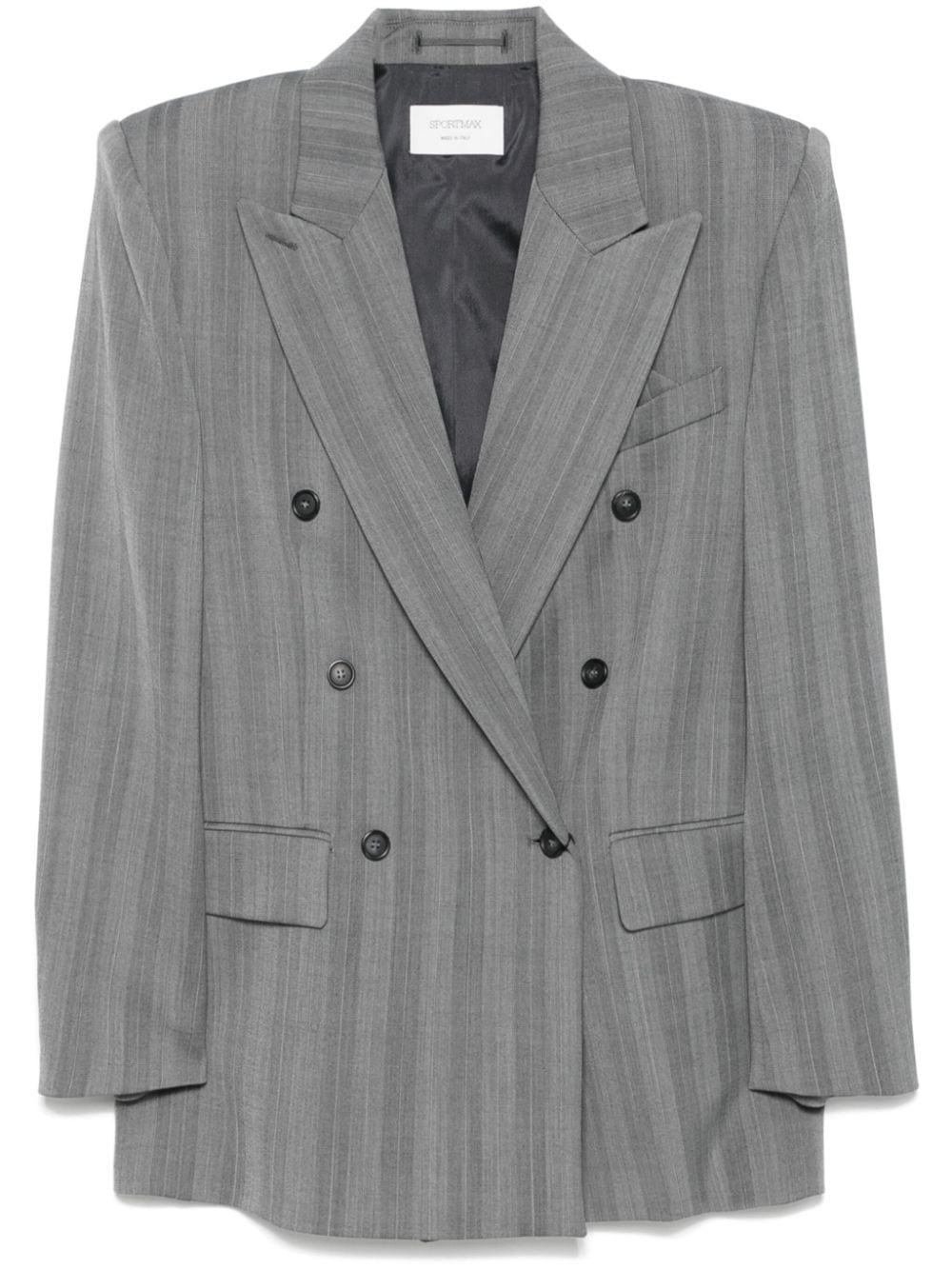 Max Mara Sportmax Women's Wool Double-Breasted Jacket in Grey