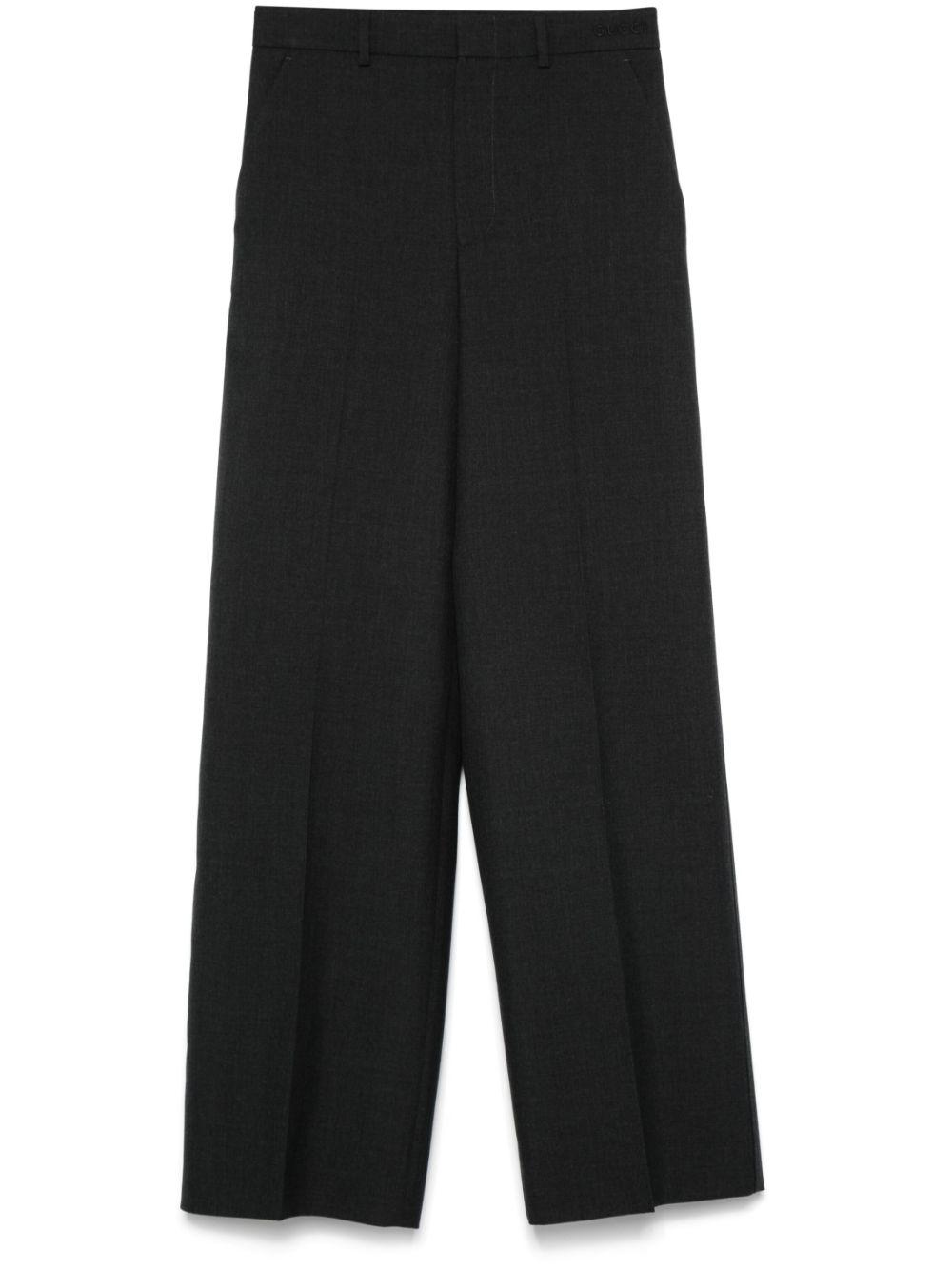 Gucci Women's Wool Trousers with Logo Embroidery