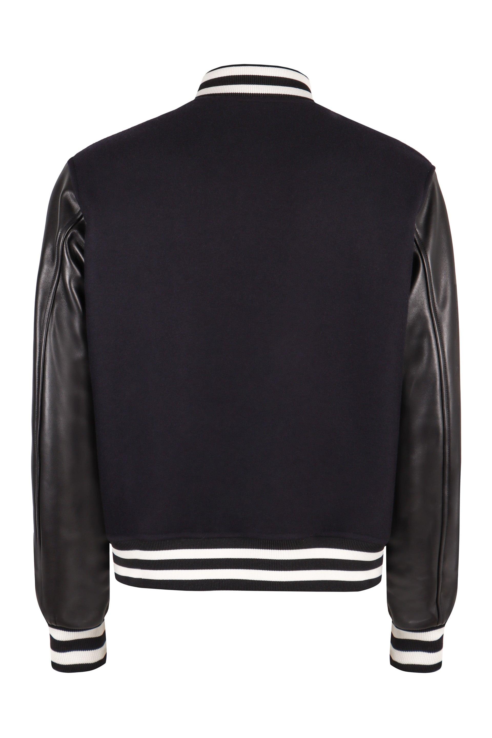 Gucci Men's Wool And Leather Bomber Jacket
