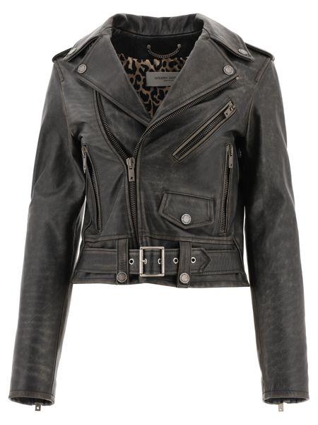 Golden Goose Women's Leather Biker Jacket in Black