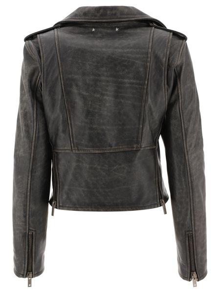 Golden Goose Women's Leather Biker Jacket in Black