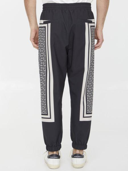 Balmain Men's Monogram Scarf Track Pants in Black/Ivory