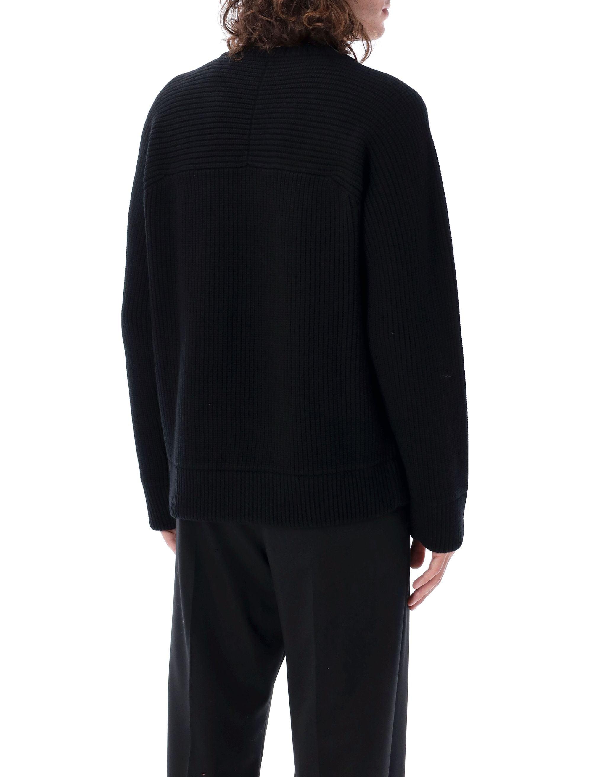 Valentino Garavani Men's Ribbed Sweater in Nero