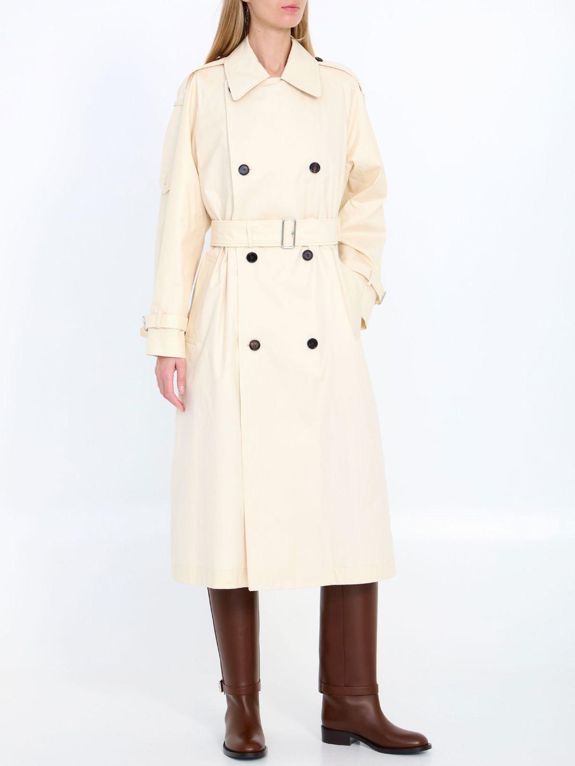 Burberry Women's Light Beige Cotton Double-Breasted Trenchcoat and Ivory Gabardine Trench Coat