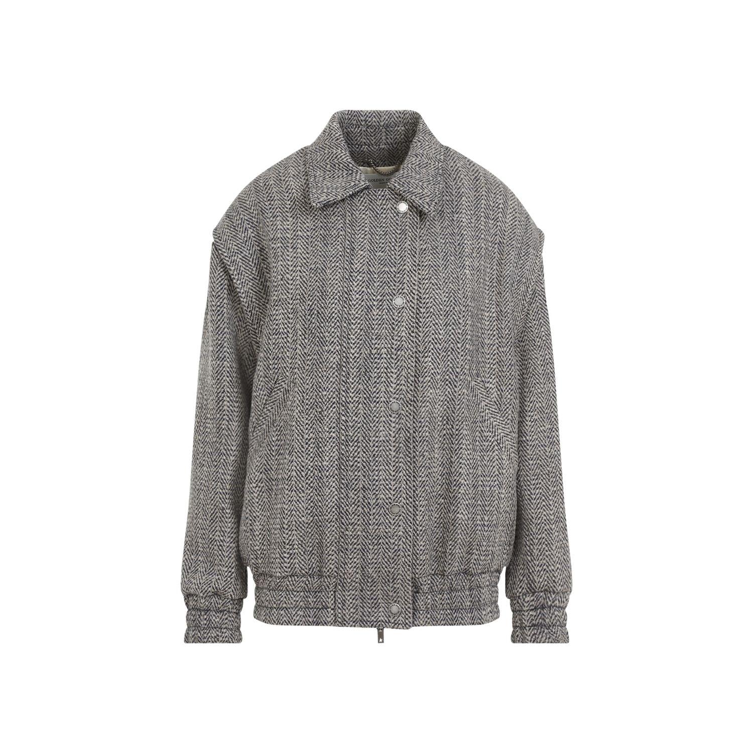 Golden Goose Women's Herringbone Bomber Jacket in Nude & Neutrals