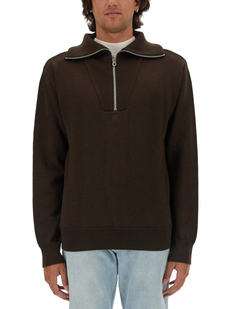 CourrÃ¨ges Courrèges Men's Knitted Polo T-Shirt in Brown