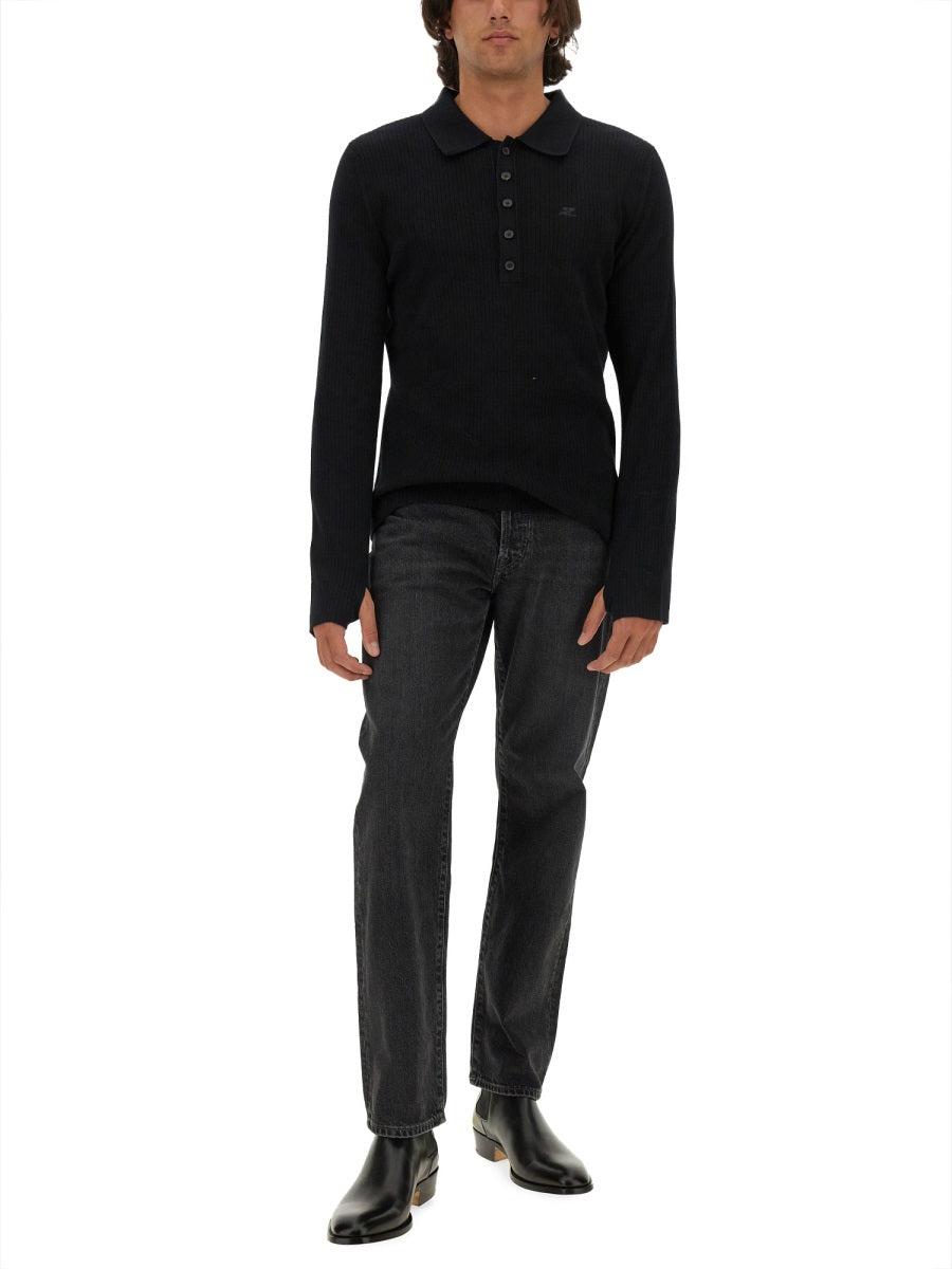 CourrÃ¨ges Courrèges Men's Polo With Logo T-Shirt in Black