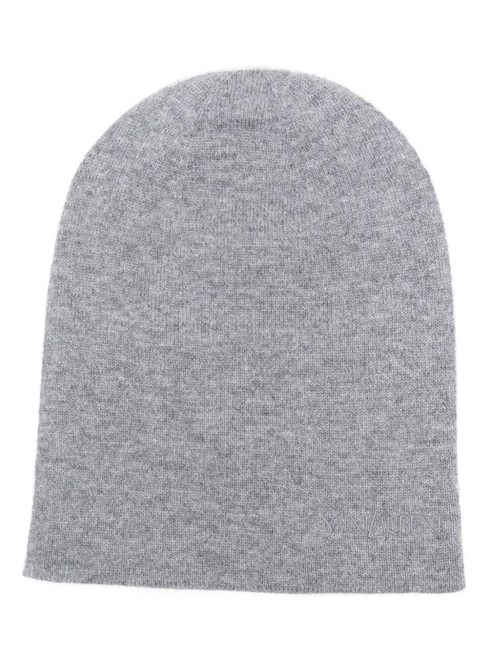 Saint Laurent Women's Wool Beanie Hat in Grey