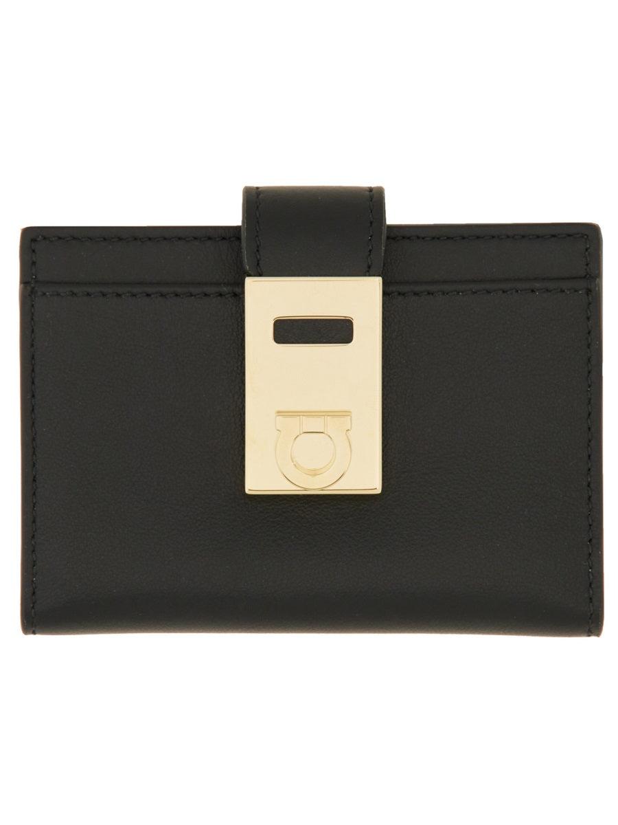 Ferragamo Women's Hug Card Holder in Black