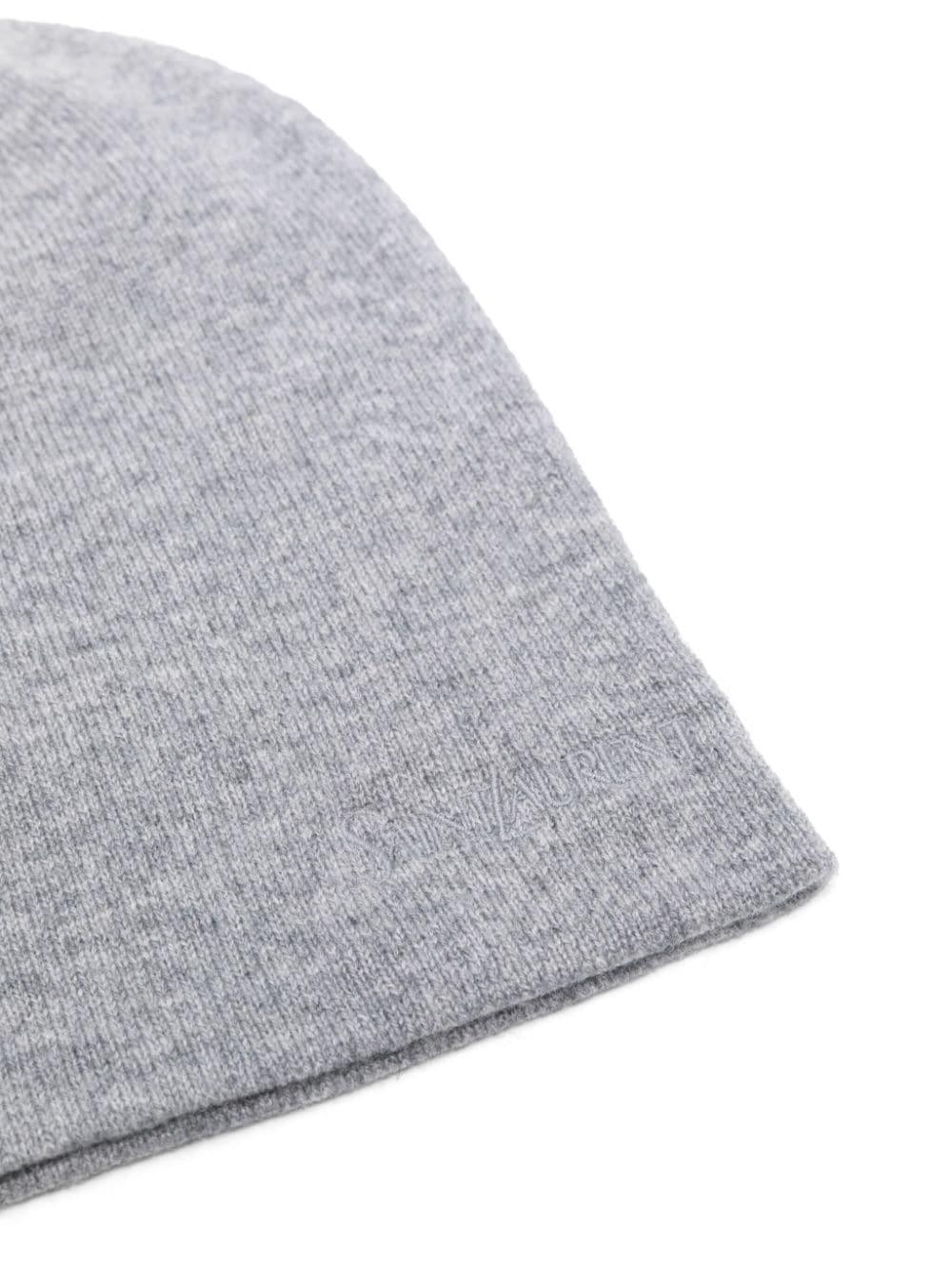 Saint Laurent Women's Wool Beanie Hat in Grey