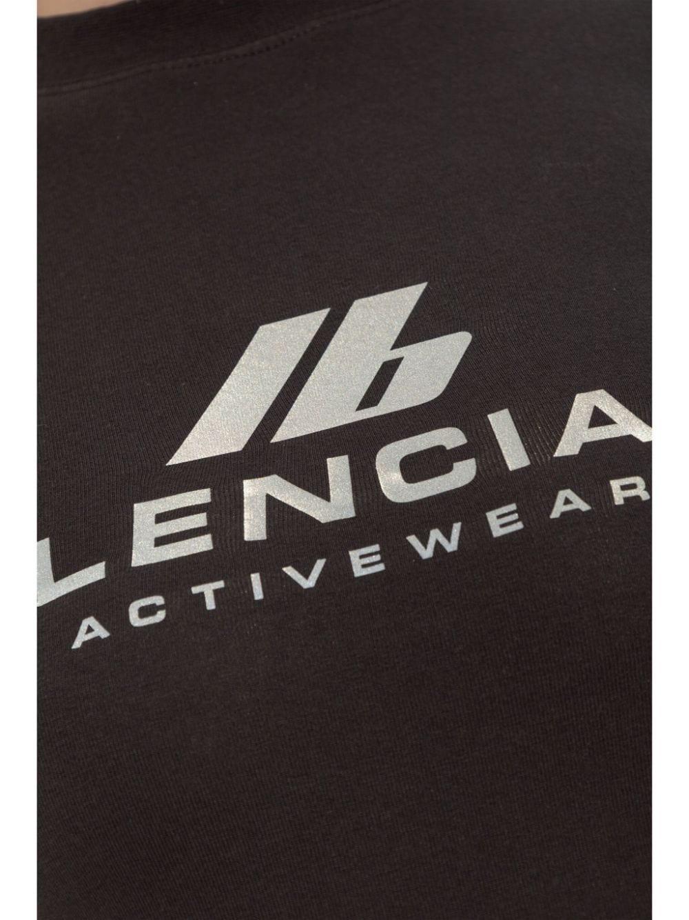 Balenciaga Women's Logo Cotton T-Shirt and Activewear Fitted T-Shirt in Black