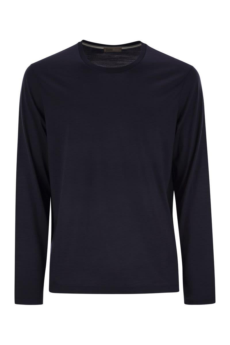 Herno Men's Wool Jersey T-Shirt in Navy