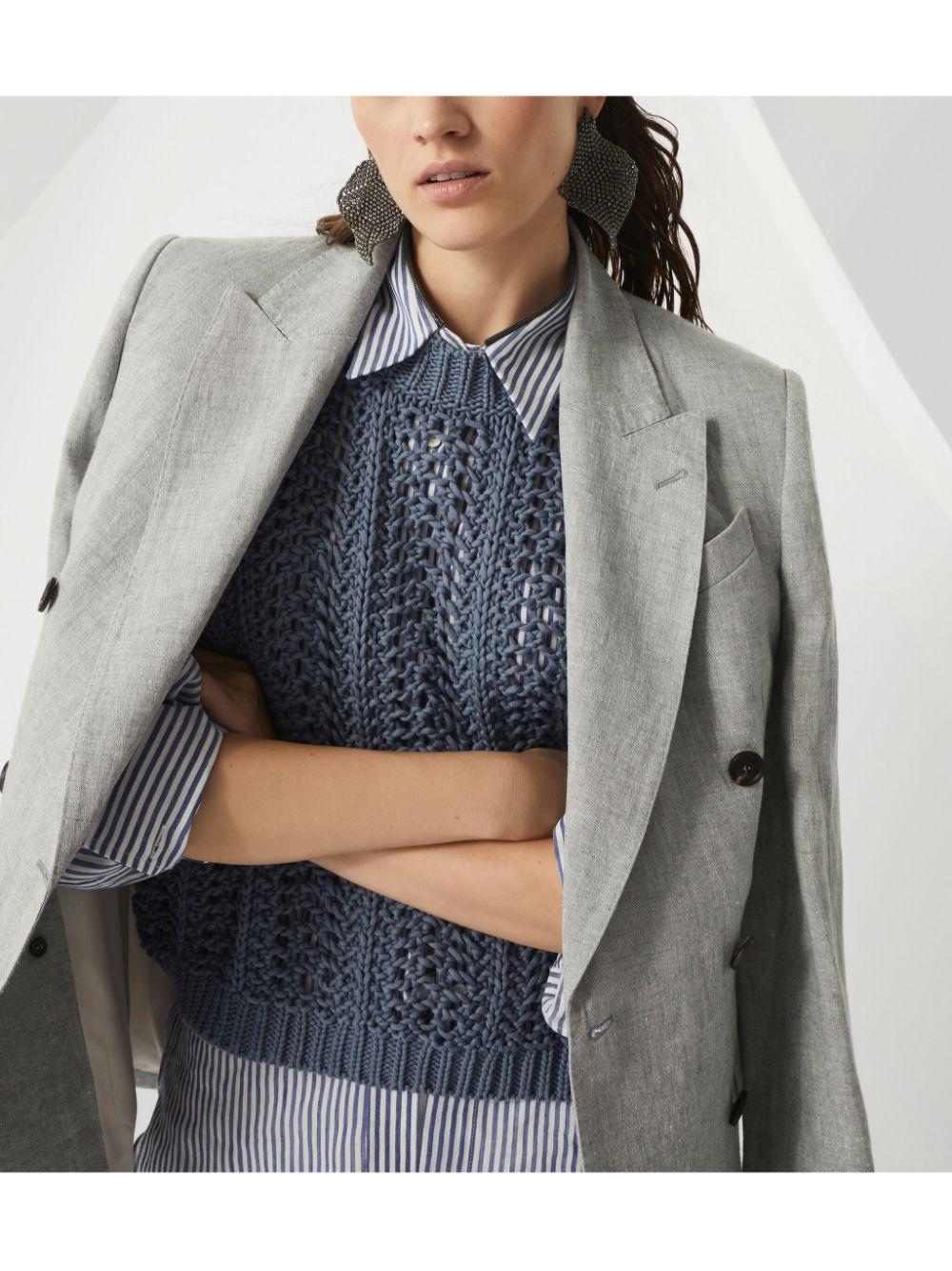 Brunello Cucinelli Women's Double-Breasted Jacket in Light Grey