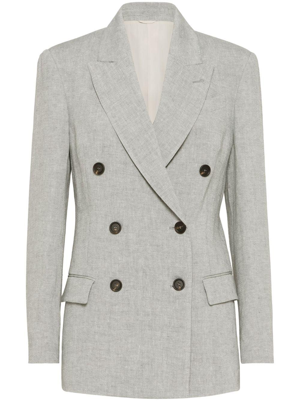 Brunello Cucinelli Women's Double-Breasted Jacket in Light Grey