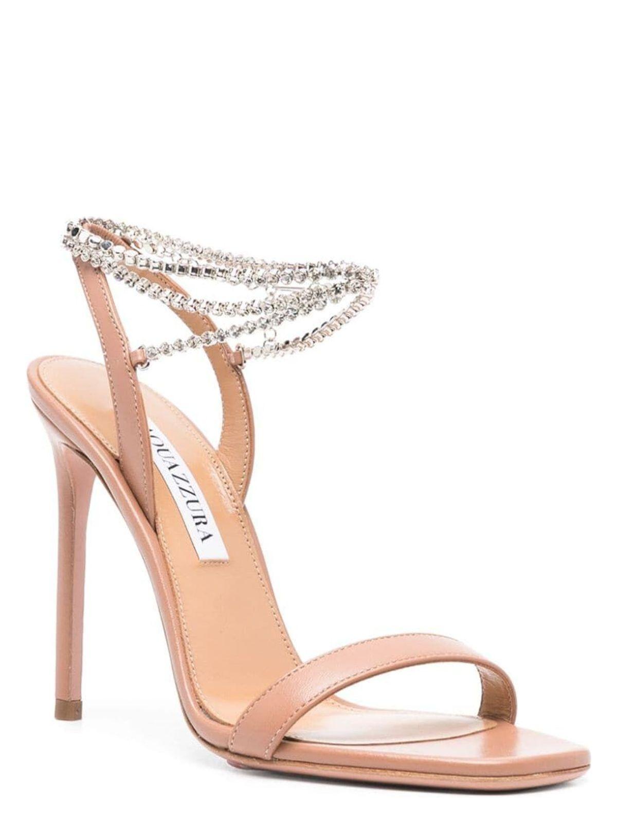 Aquazzura Women's Careless Whisper Sandal 105 in Nude & Neutrals