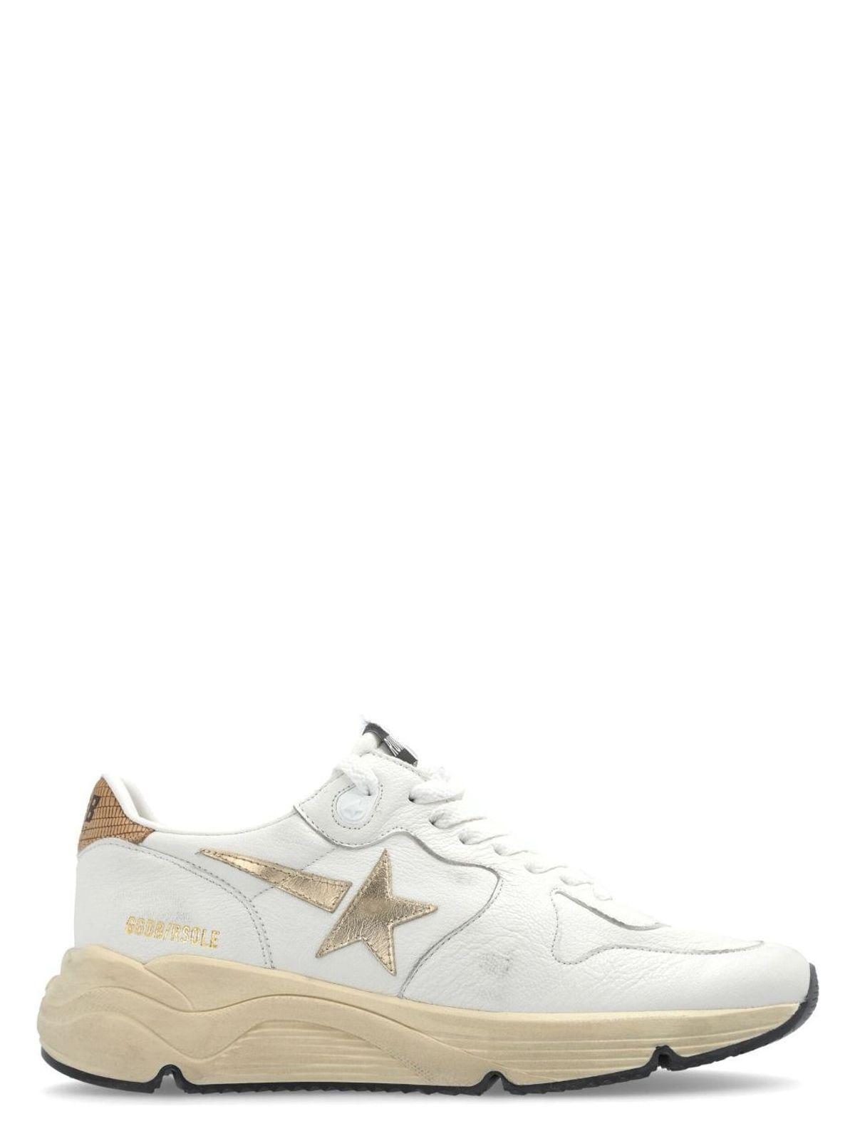 Golden Goose Running Sole Sneakers in White Gold